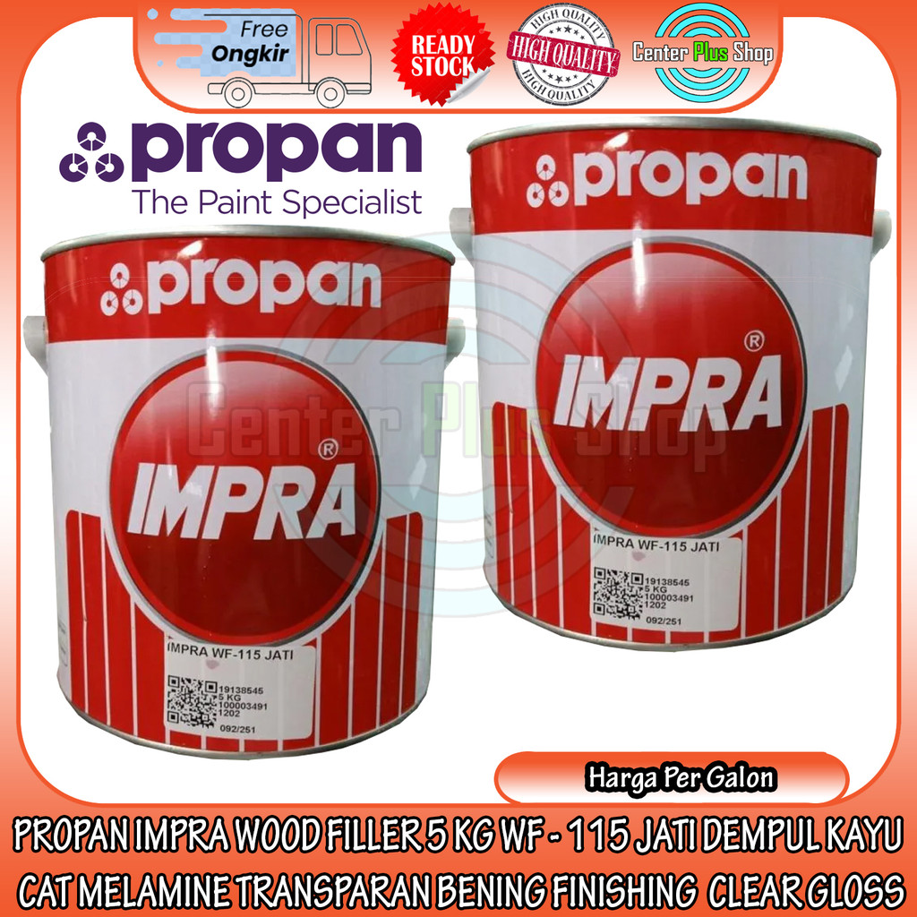 

Propan Impra Wood Filler Transparan Bening 5 Kg Wf - 115 Jati Dempul Kayu Cat Melamine Finishing Clear Gloss Varnish Vernish Pendempul Politur Sealer Sending ImpraWood Filer Plamir Plamur Tambal Stain