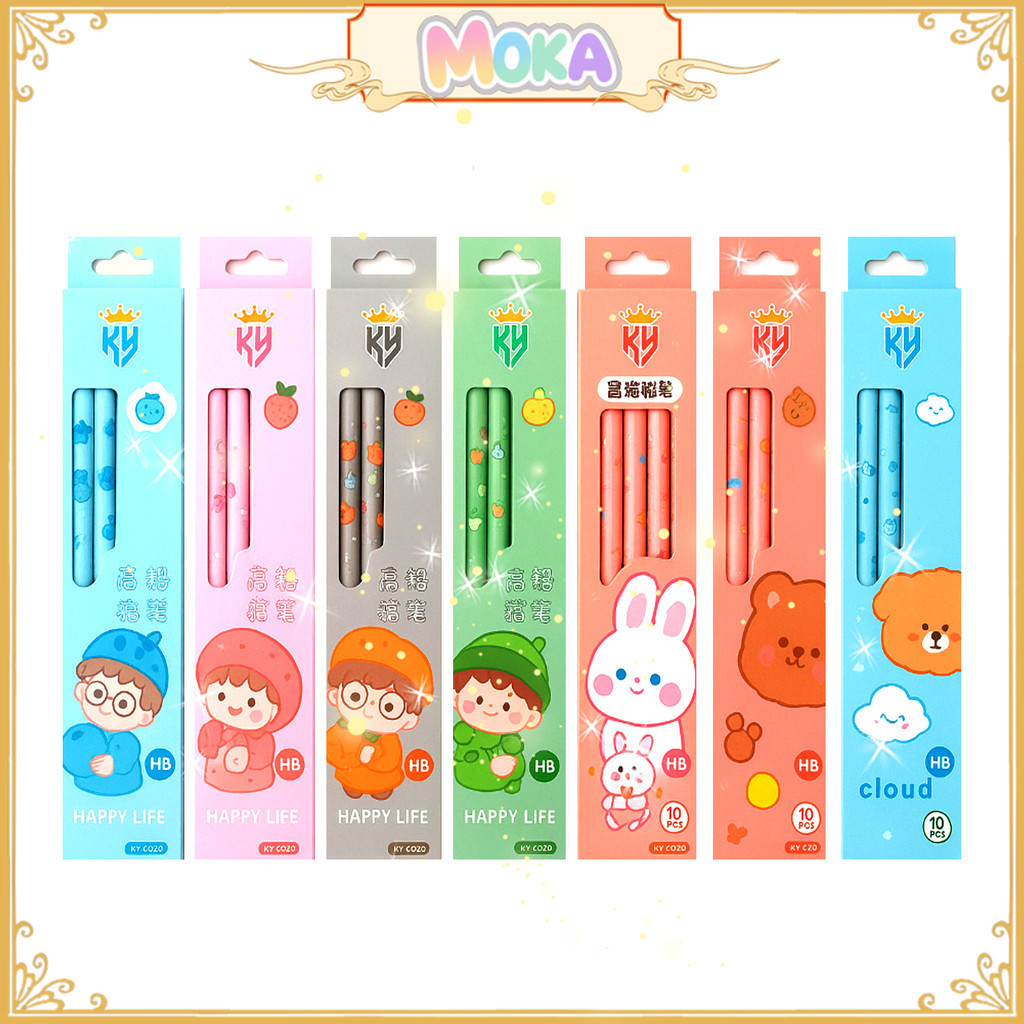 

MOKA 10 Pcs Pensil Motif Kartun Lucu/Pensil HB Kawaii MKP02