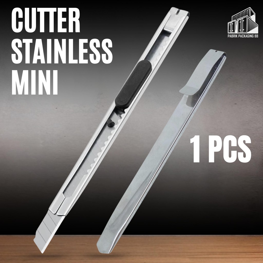 

Cutter Mini Stainless 12.5CM 12.5 CM Small Knife Pisau Kater Pemotong Kertas Anti Karat Pointed Blade
