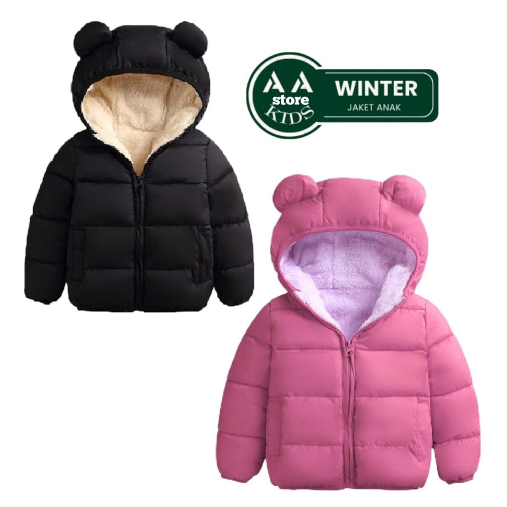 JOVSHOP jaket bulu anak jaket gelembung anak jaket winter lapis bulu jaket anak laki laki perempuan 