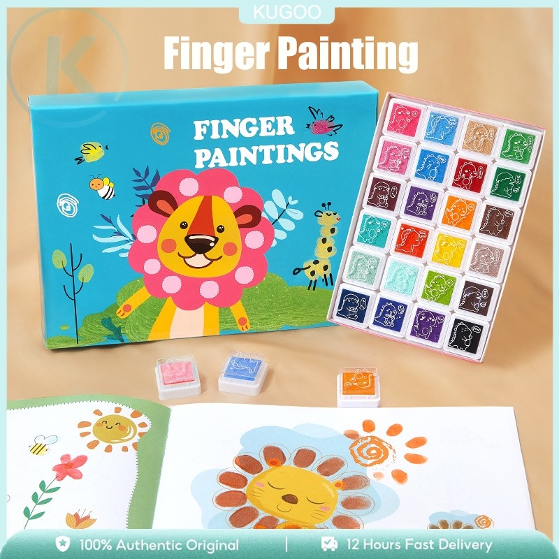 

KUGOO Finger Painting Colors with Template Mainan Edukasi Anak / Mewarnai Cat Jari Paint / Coloring Sensory Play Motorik mainan anak-anak