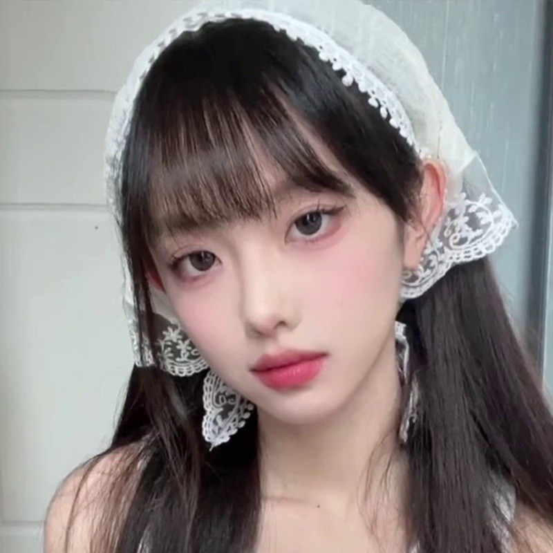 CaylaBeauty - Bando Bandana Scarf Ikat Kepala Kain Renda, French Lace Headband Kain Segitiga, Hiasan