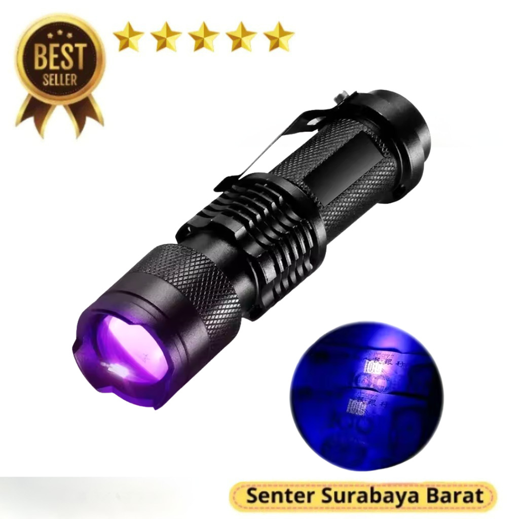 Senter UV LED Flashlight Senter LED Ultraviolet 395 Senter Surabaya Barat Terbaik Premium