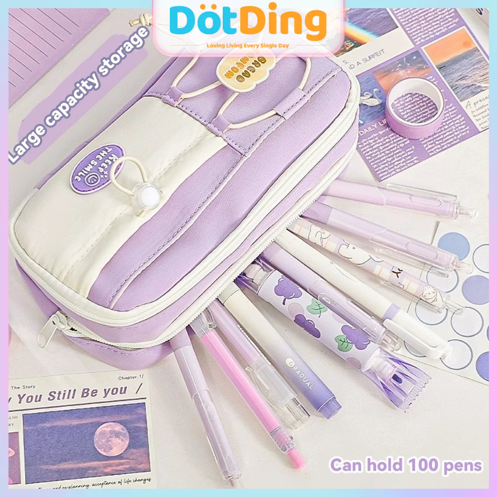 

New [DOTDING] Kotak Pensil Tali Serut Ganda Lucu - Kapasitas Besar & Desain Minimalis, Cocok untuk Tas Sekolah/Kerja H687Premium