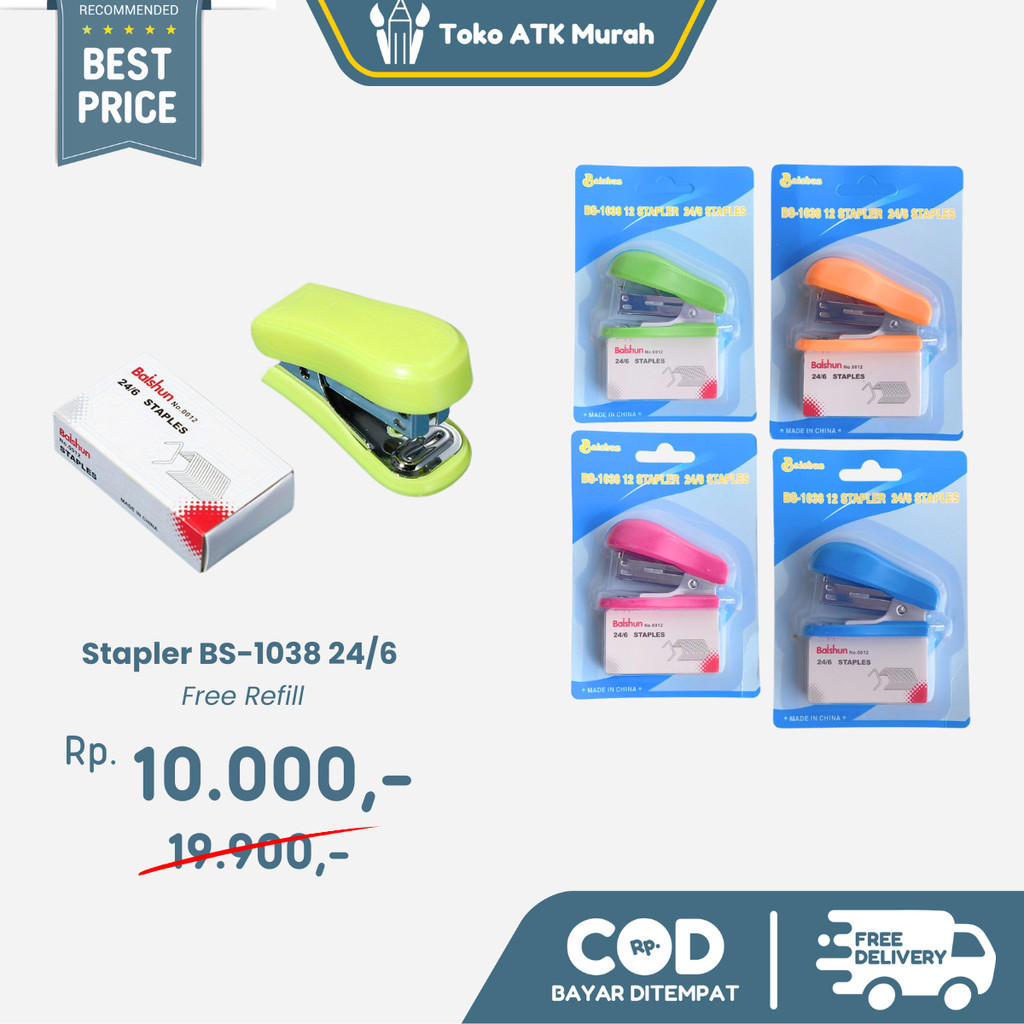 

Stapler Baishun Mini Set Free Refill 24/6 BS-1038 / Jepretan Kertas Kecil
