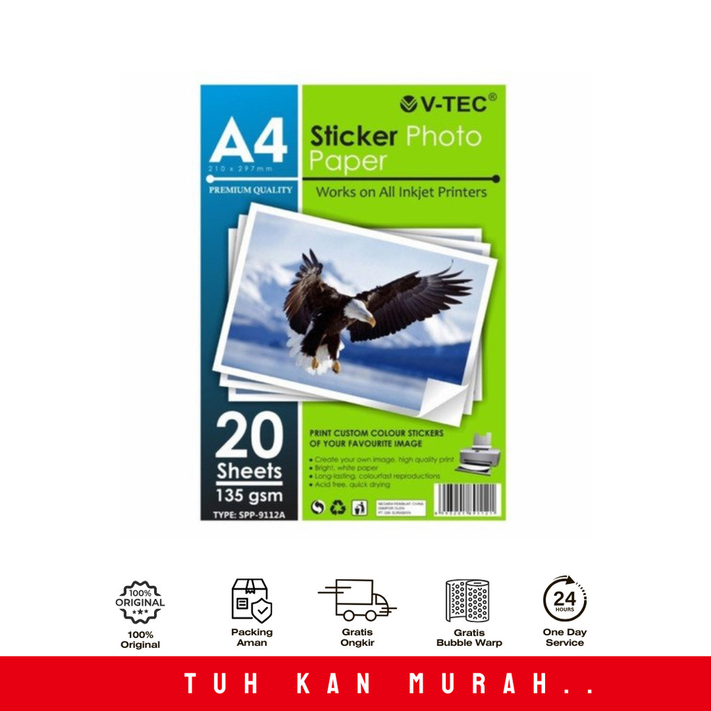 

V-TEC STICKER PHOTO PAPER TYPE SPP-9112A A4 135 GRAM