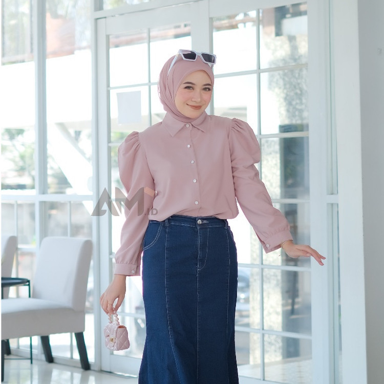 [𝗭𝗮𝗵𝗮𝗿𝗮 𝗠𝗼𝗱𝗲] Hyeri Shirt / Top Cotton Madonna / Atasan Wanita / Fashion Hijab Muslim