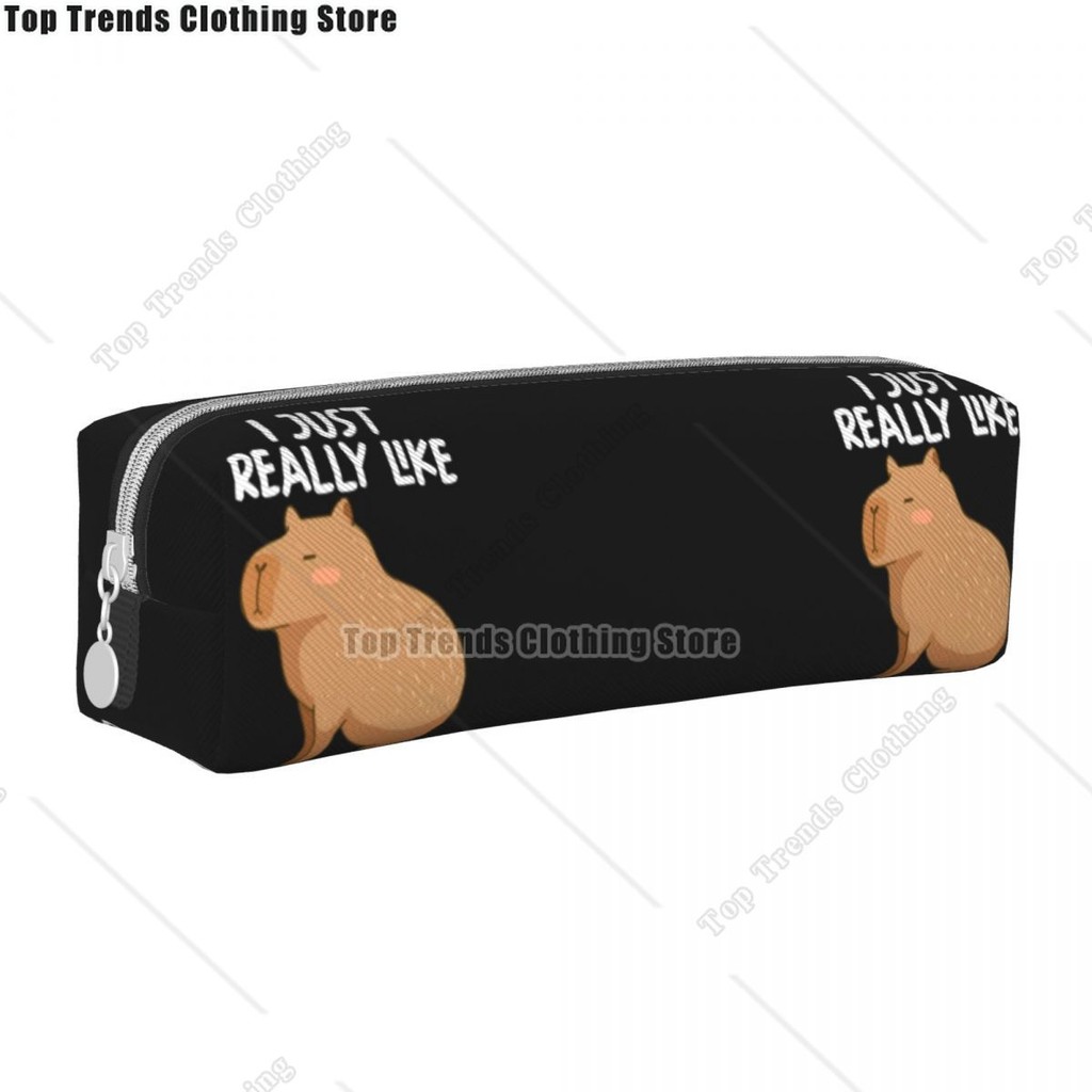 

Capybara Square Pencil Case Meme Graphic Just Ready Like for Child College Leather Pencil Box Fashion Zipper Pen Bag