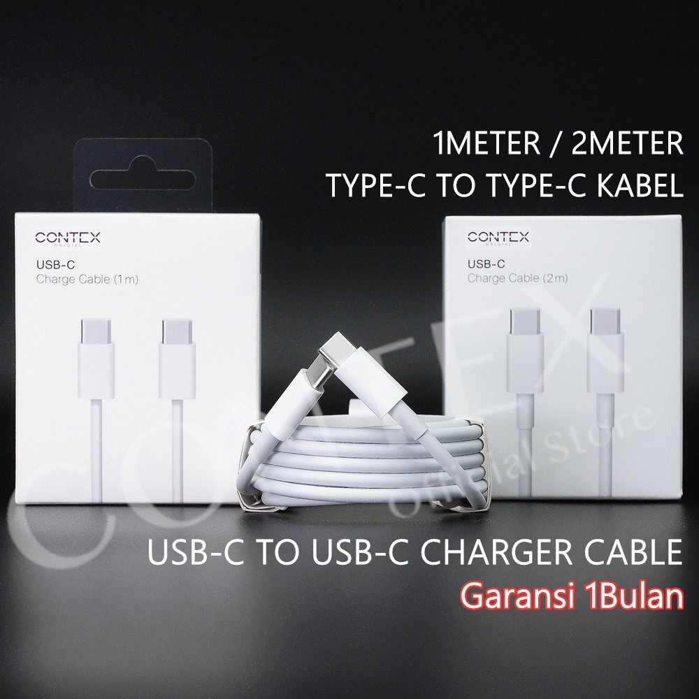 CONTEX - TYPE-C KE TYPE-C - Tipe-C KABEL DATA - USB-C CHARGER CABLE - CABLE PAD - Air - Pro - 1Meter