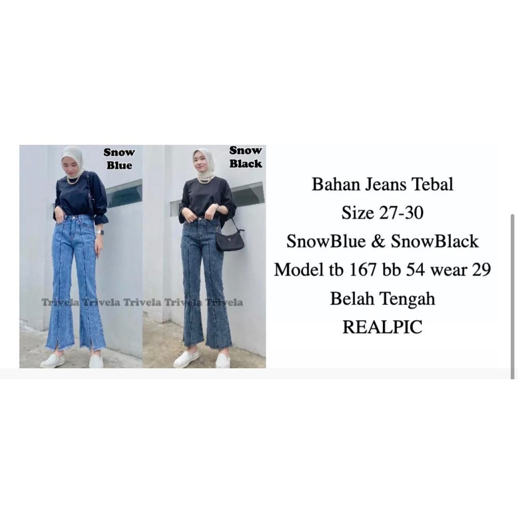 [𝗠𝗘𝗠𝗢𝗭𝗔] Elina Cutbray Jeans Snow / Jeans Cutbray Highwaist / Celana Jeans Wanita Cutbray 27-34