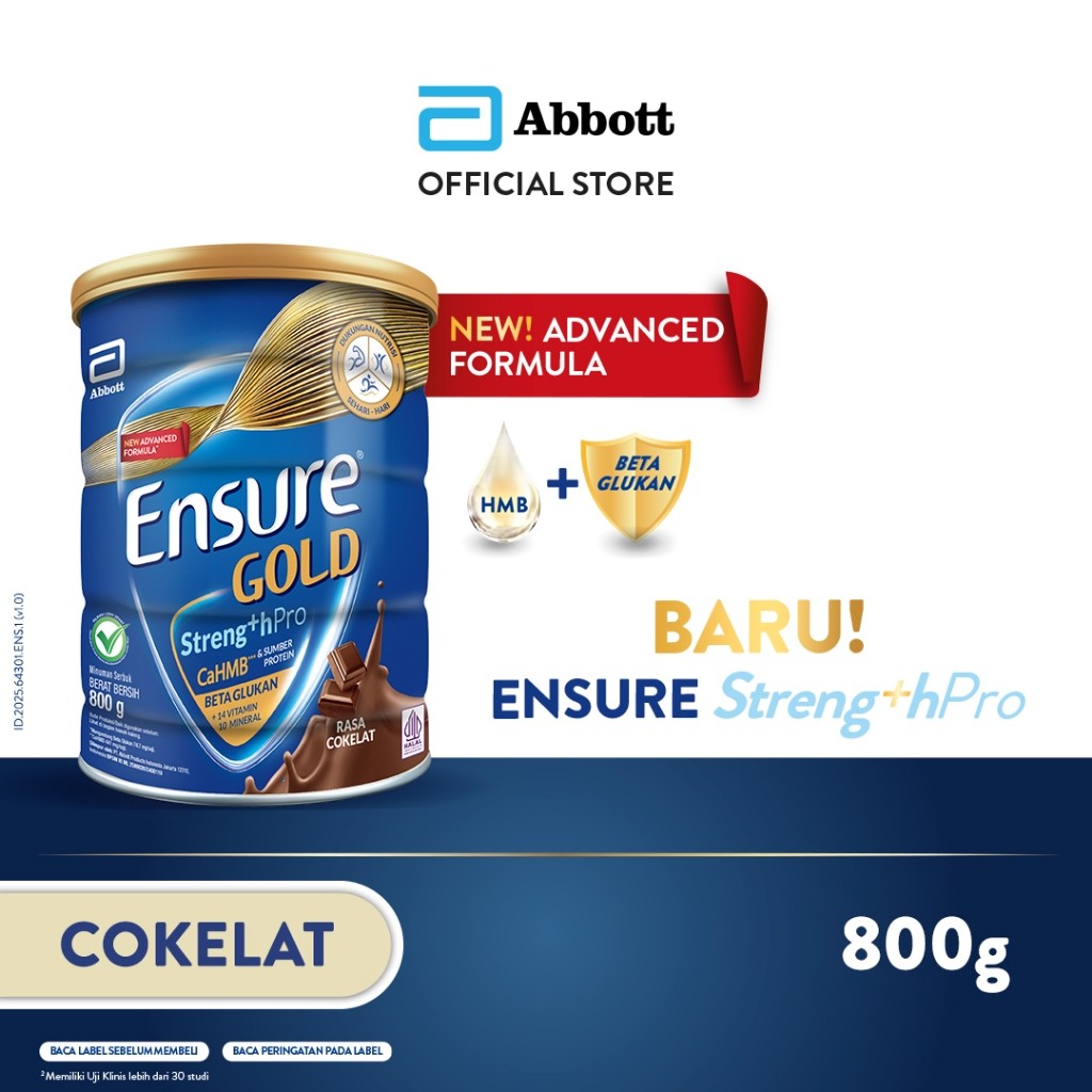 

Ensure Gold StrengthPro Cokelat 800g – Nutrisi Dewasa Rendah Laktosa