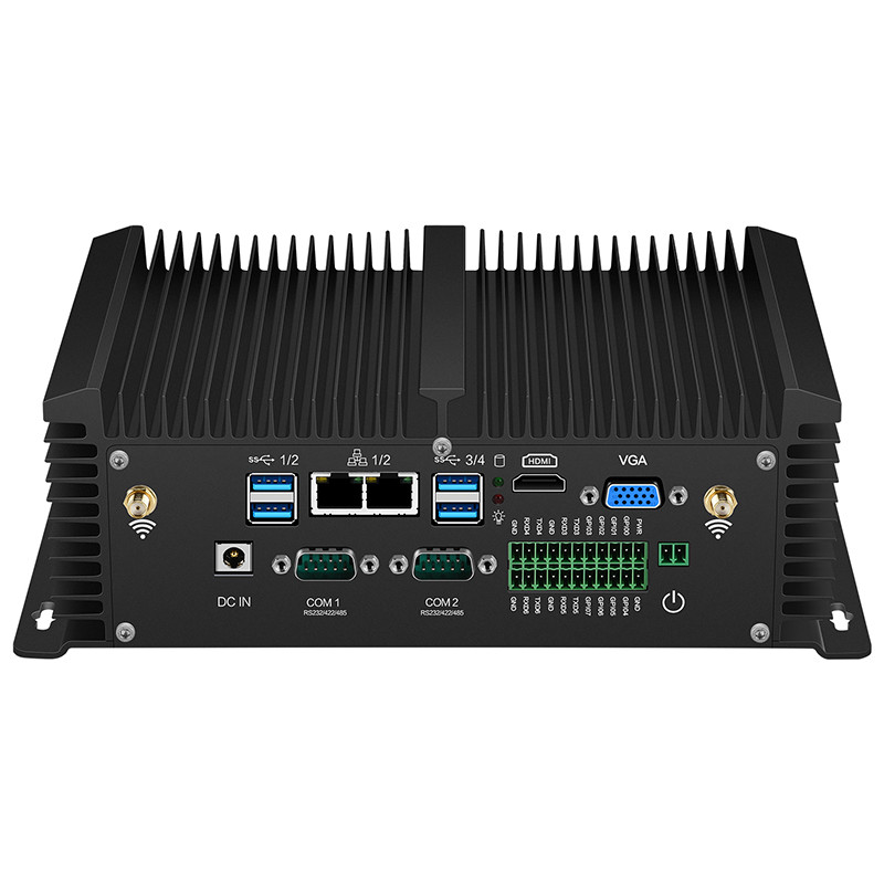 Fanless Industrial Mini PC Inte Core i5 8250U i7 8550U 6xRS232/422/485 8xUSB 2xEthernet GPIO SIM Slo