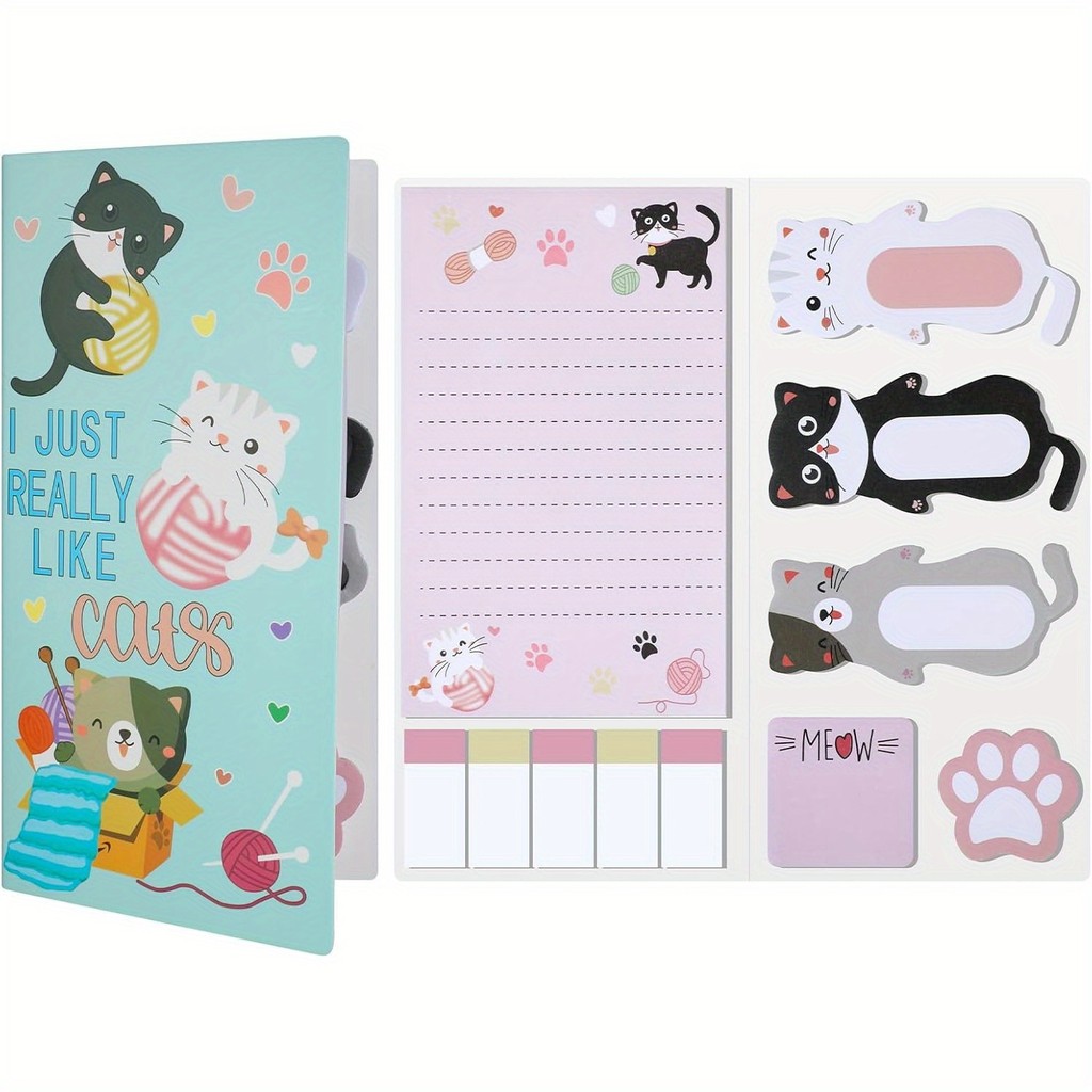 

1 Set Sloth, Cat, Corgi Sticky Notes Set, 320 Sheets Self-adhesive Sticky Notes Cute Cartoon Animal Writing Memo Sticky Notes