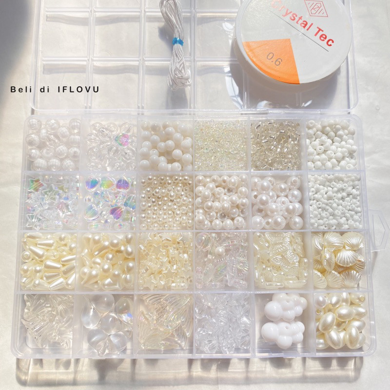 Termurah Set Manik Manik Kristal Mutiara Aesthetic untuk Gelang Cincin | Mainan Anak Perempuan Lucu