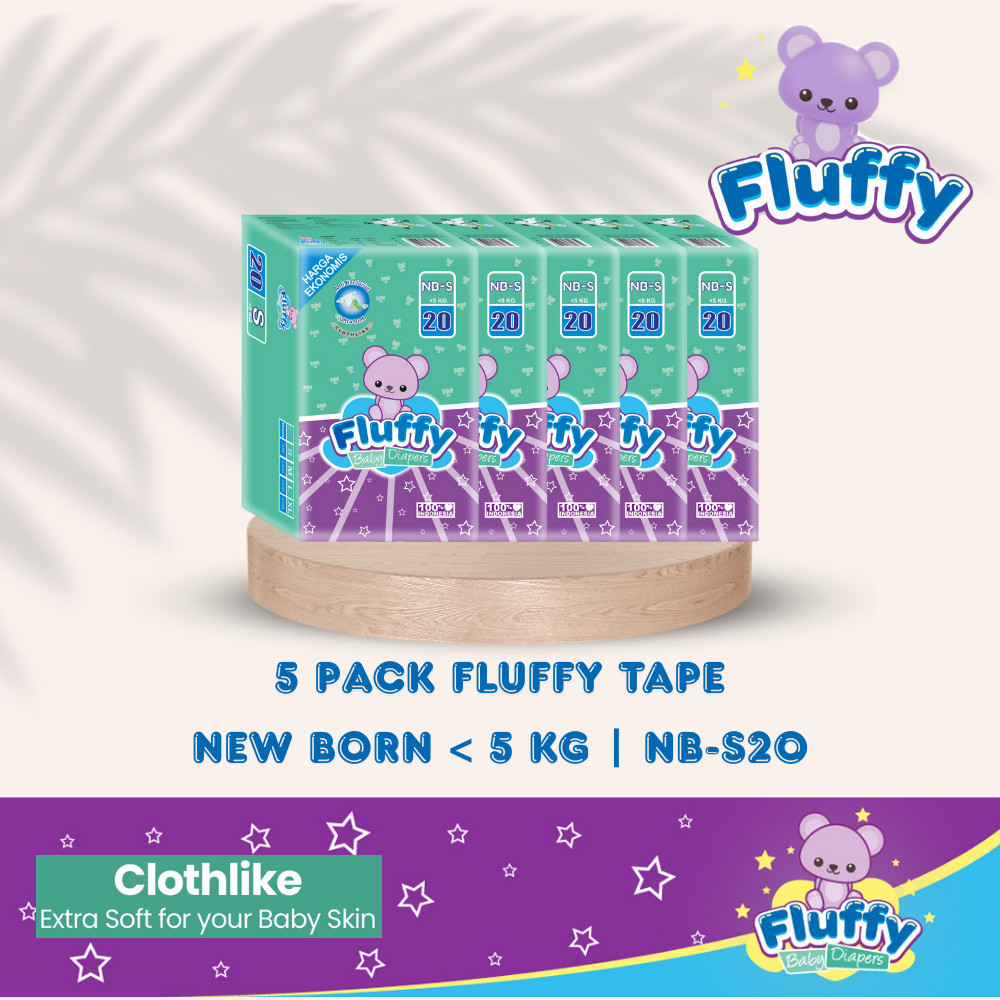Fluffy Popok Bayi Tipe Perekat Newborn S100 - S20 x 5 Pack