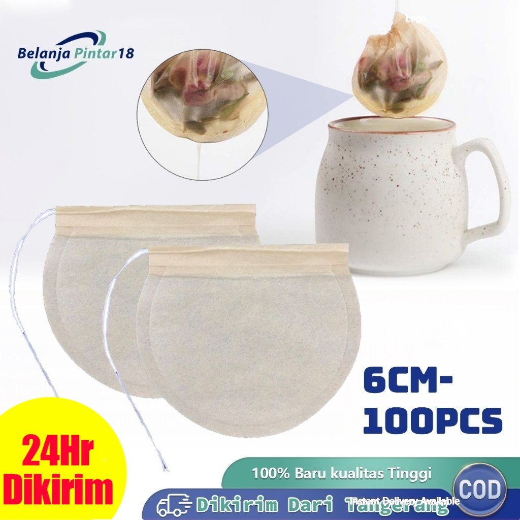 

100pcs Kantong Teh Celup Kosong 6cm Food Grade Empty Tea Bag Kosong Teabag Refil