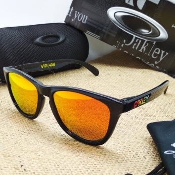 NEW KACAMATA HITAM PRIA OAKLEY FROGSKIN VR46 POLARIZED LENS FIRE