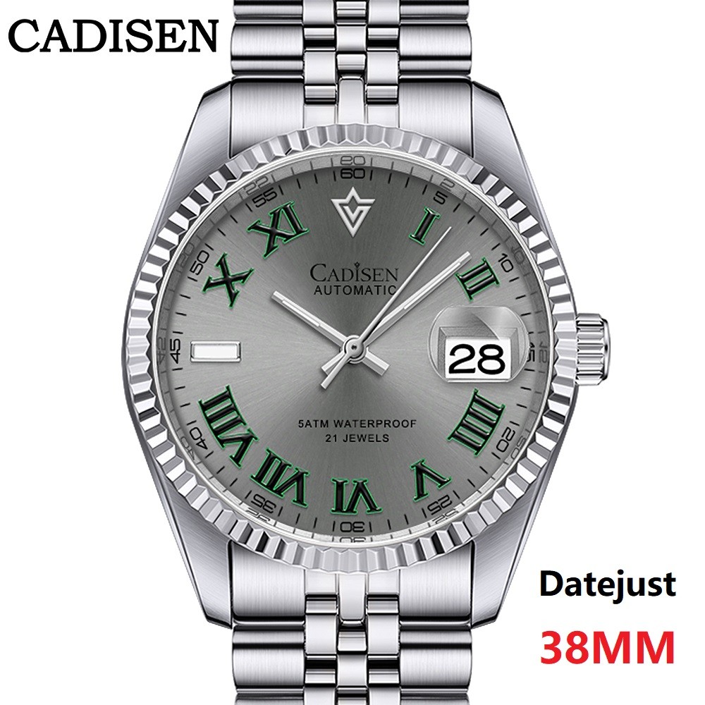 CADISEN 38MM Men's Automatic Mechanical Watch Luxury AR Sapphire Glass Water Resistant Stainless Ste