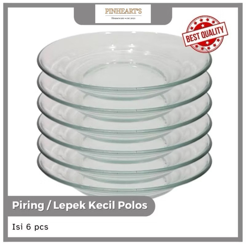 HSO - PIRING KACA KECIL / LEPEK KACA / PIRING KACA MOTIF POLOS / PIRING KECIL POLOS LEPEKAN / TATAKA