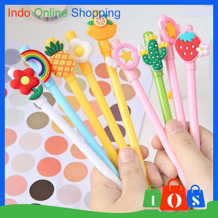 

IOS 839 Pena Gel Karakter Lucu Pen Cute Student Japanese Pulpen Karakter Buah Import COD - Strawberry