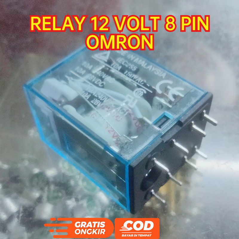 RELAY 12 VOLT 8 PIN RILAY 12V 8 KAKI MERK OMRON ASLI ORIGINAL