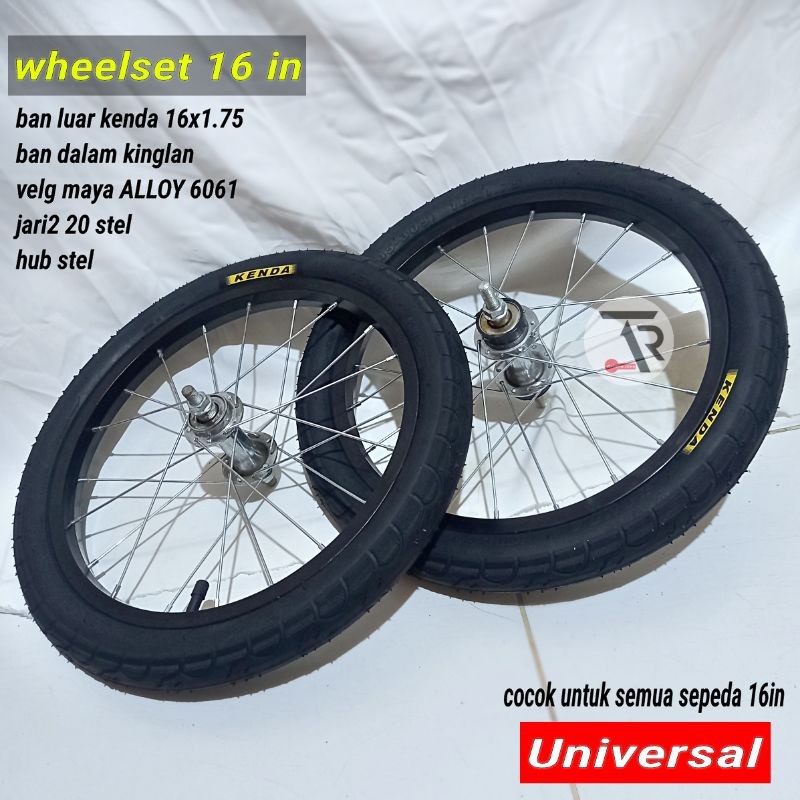 HAFERAMES  Roda sepeda 16 lengkap sudah di pasang ban 16x1.75 kenda / wheelset sepeda 16 x 1.75 KEND