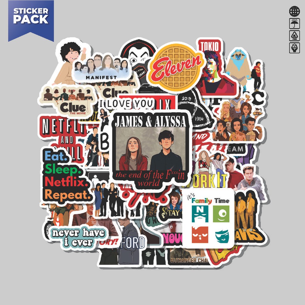 

[100PCS]Stiker Pack Stiker Series Netflix TV Aesthetic Vinyl Anti Air Dekorasi Sticker Laptop Buku Journal Koper Helm Casing HP Gitar Helm Skateboard