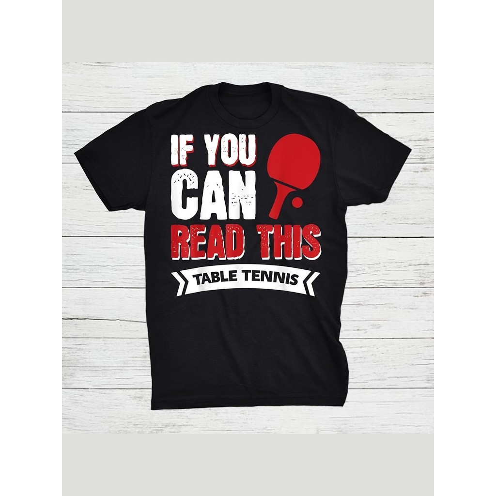 Kaos Pria Motif Pingpong - 100% Katun, Kerah Bulat, Motif Cetak