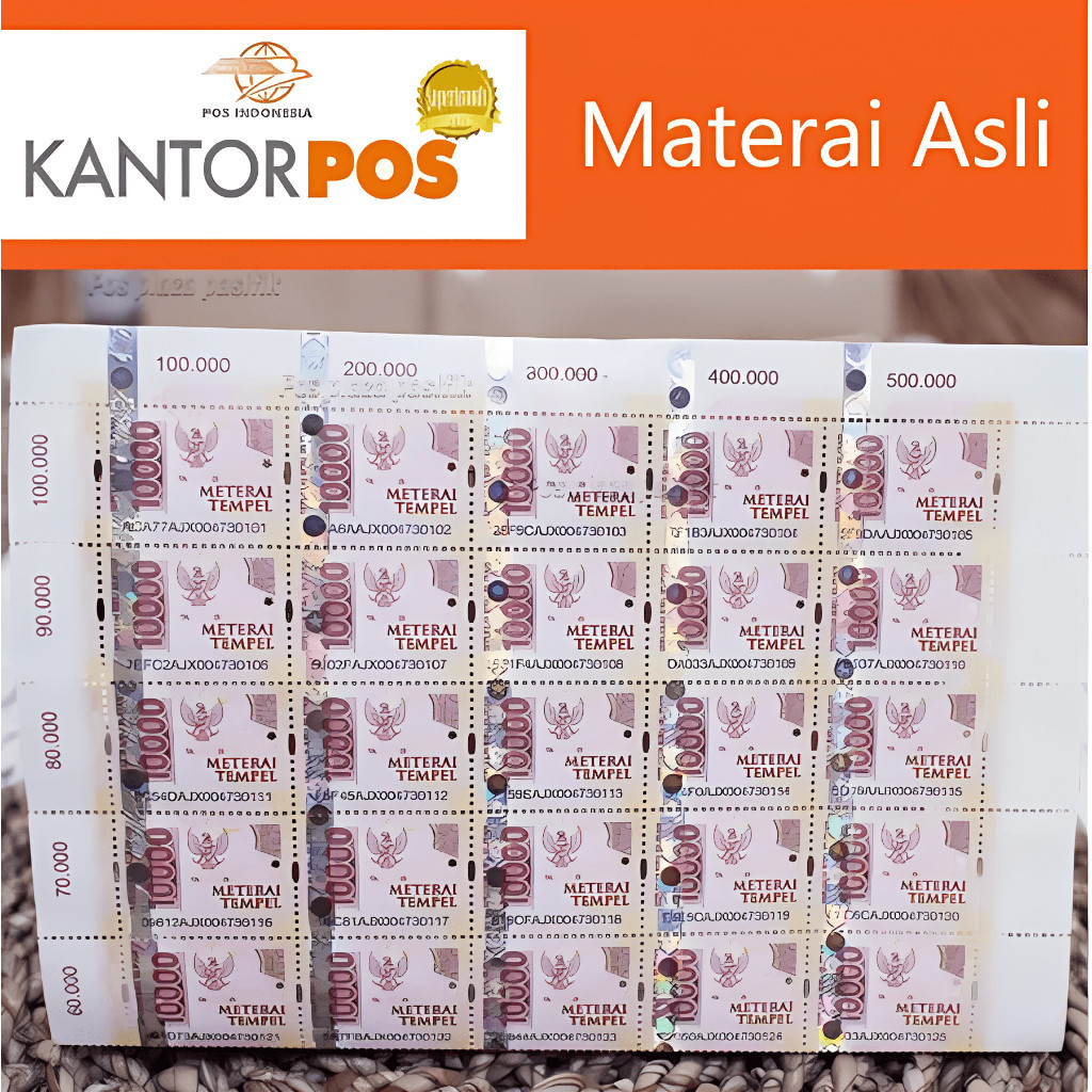 

Materai Meterai 10000 Asli Pos Indonesia isi 20 Pcs