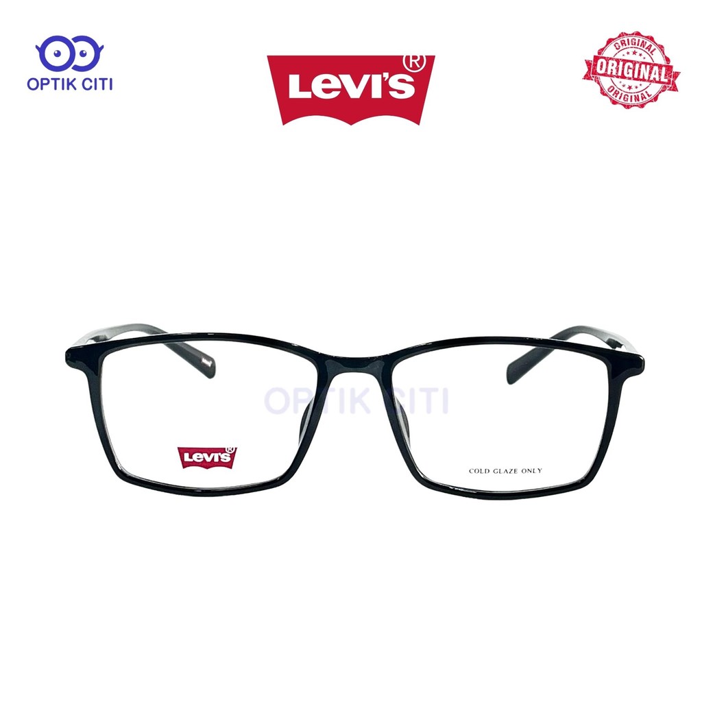 Frame Kacamata Kotak Pria Original Levis 7111 F - 807 Hitam Glossy
