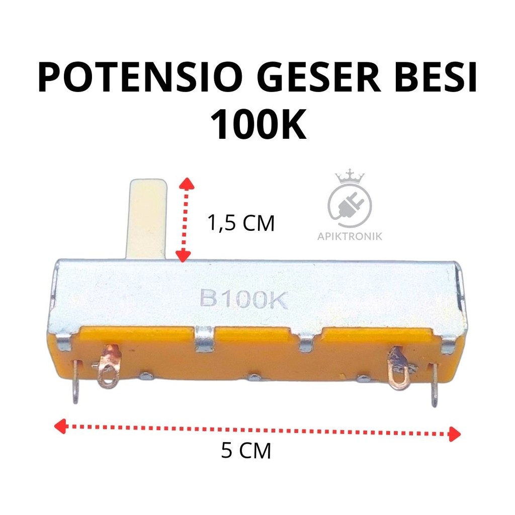 Potensio Geser Besi 100K – Panjang 5CM Untuk Mixer Audio