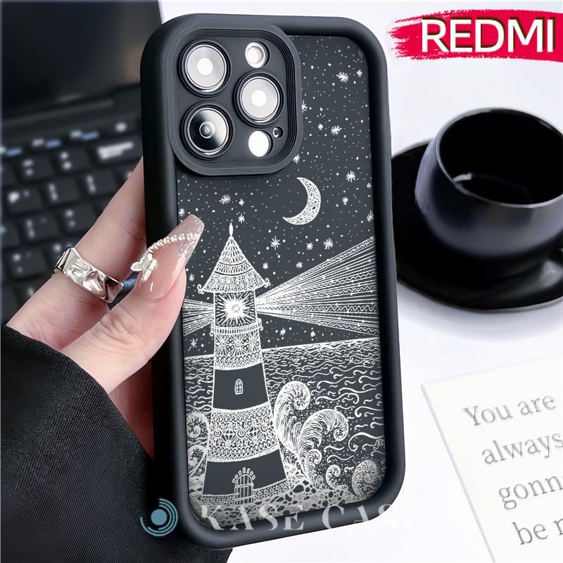 Aesthetic Tower Silicone SoftCase Redmi NOTE 13 Pro Redmi 12 13C Xiaomi-POCO-M4 Pro Soft Polos Hitam