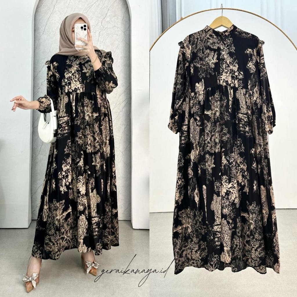 Dress Viola Motif Rayon Diamond | Gamis Wanita Motif Kain Rayon Diamond Elegan - Harga Grosir