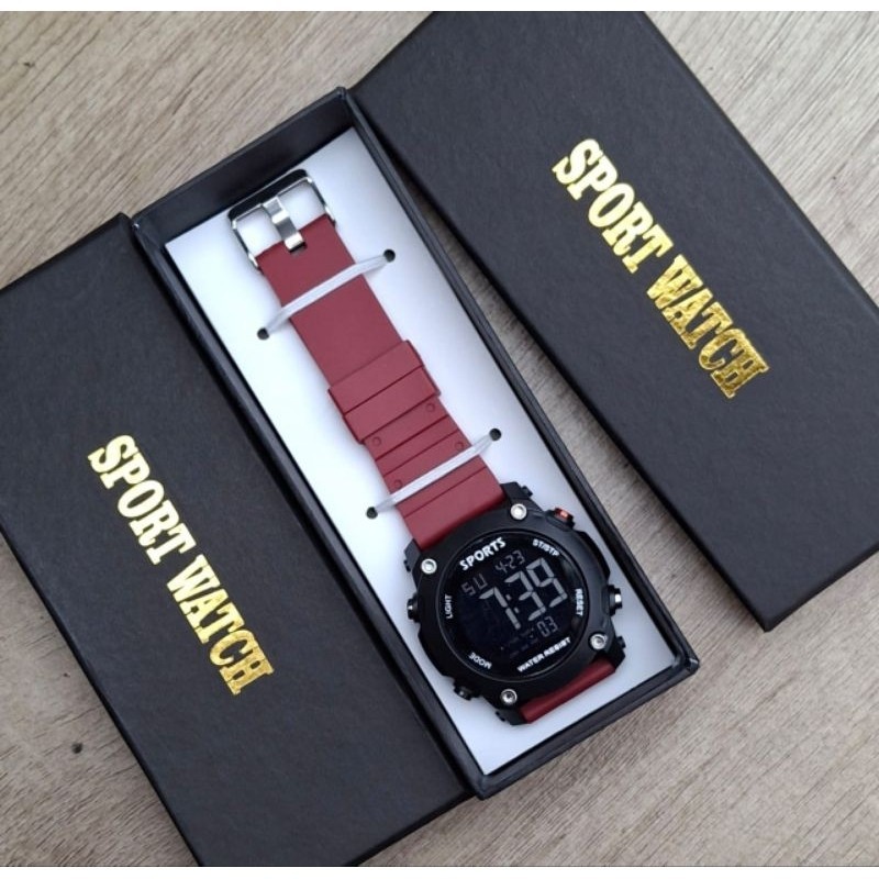 [𝗡𝗼𝘂𝗿𝗮] Jam Tangan Digital Pria Sporty  free box keren dan Kekinian