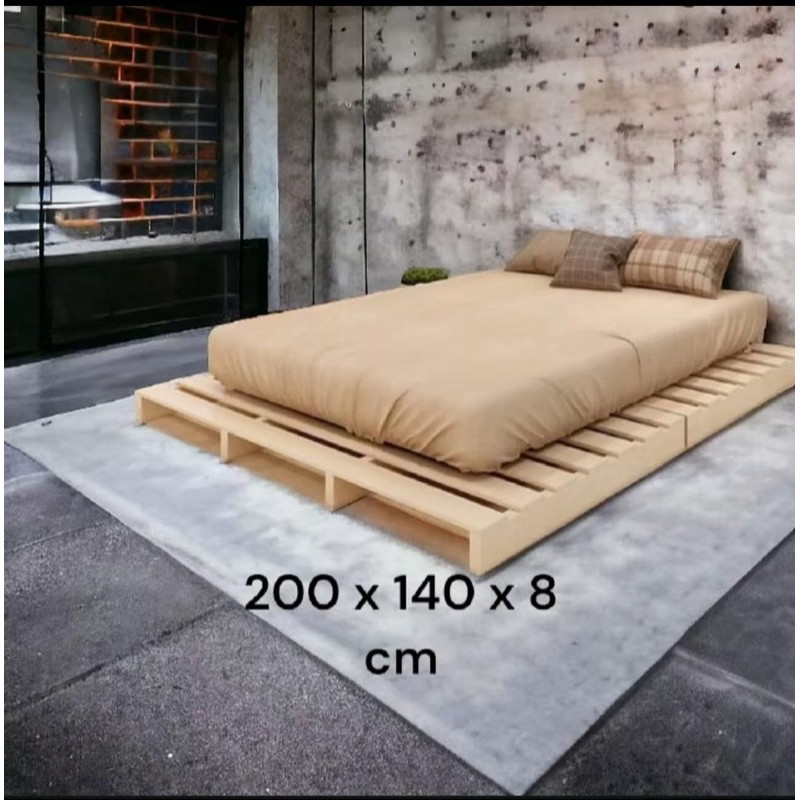 Dipan Kasur Minimalis Kayu Solid 120 x 200 cm | Tatakan / Alas Kasur Kayu Kokoh Rangka Tempat Tidur