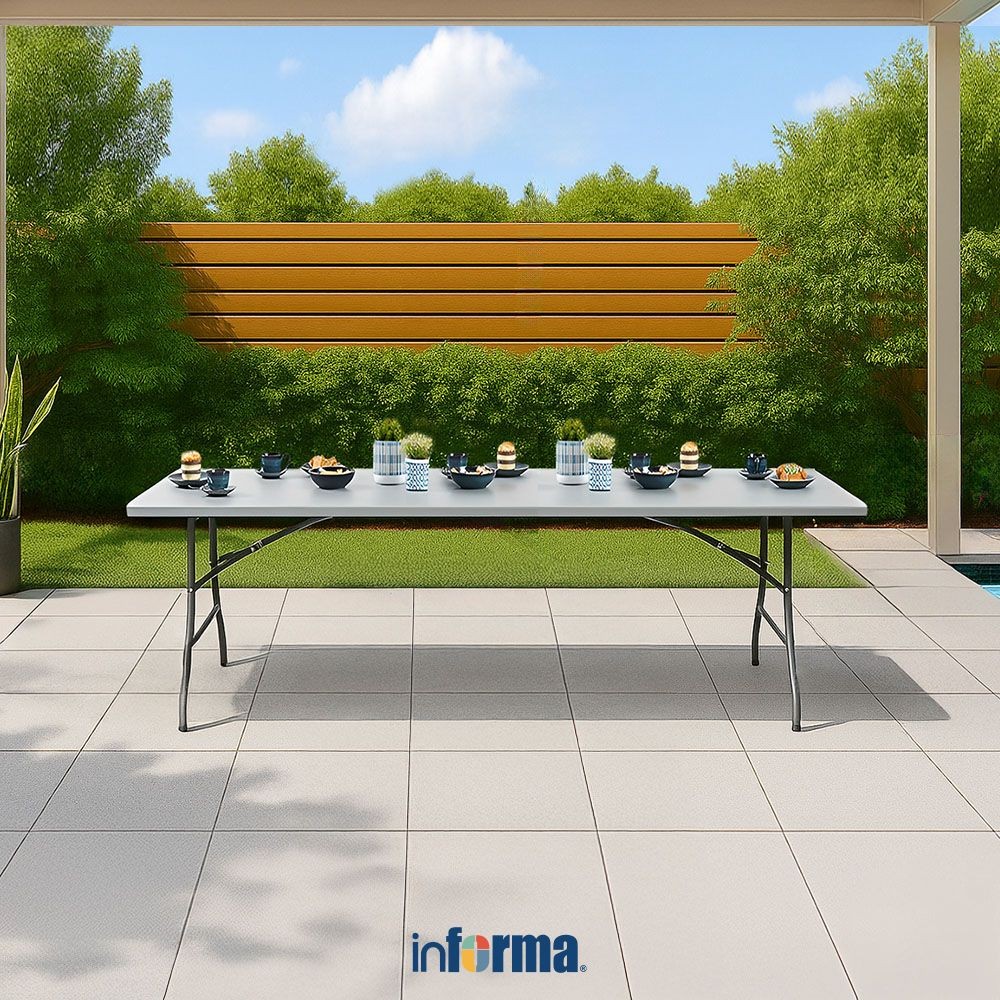 Informa Zown Meja Lipat Serbaguna Xl240 - Abu-Abu Furnitur Rumah Tangga Folding Table Meja Panjang M