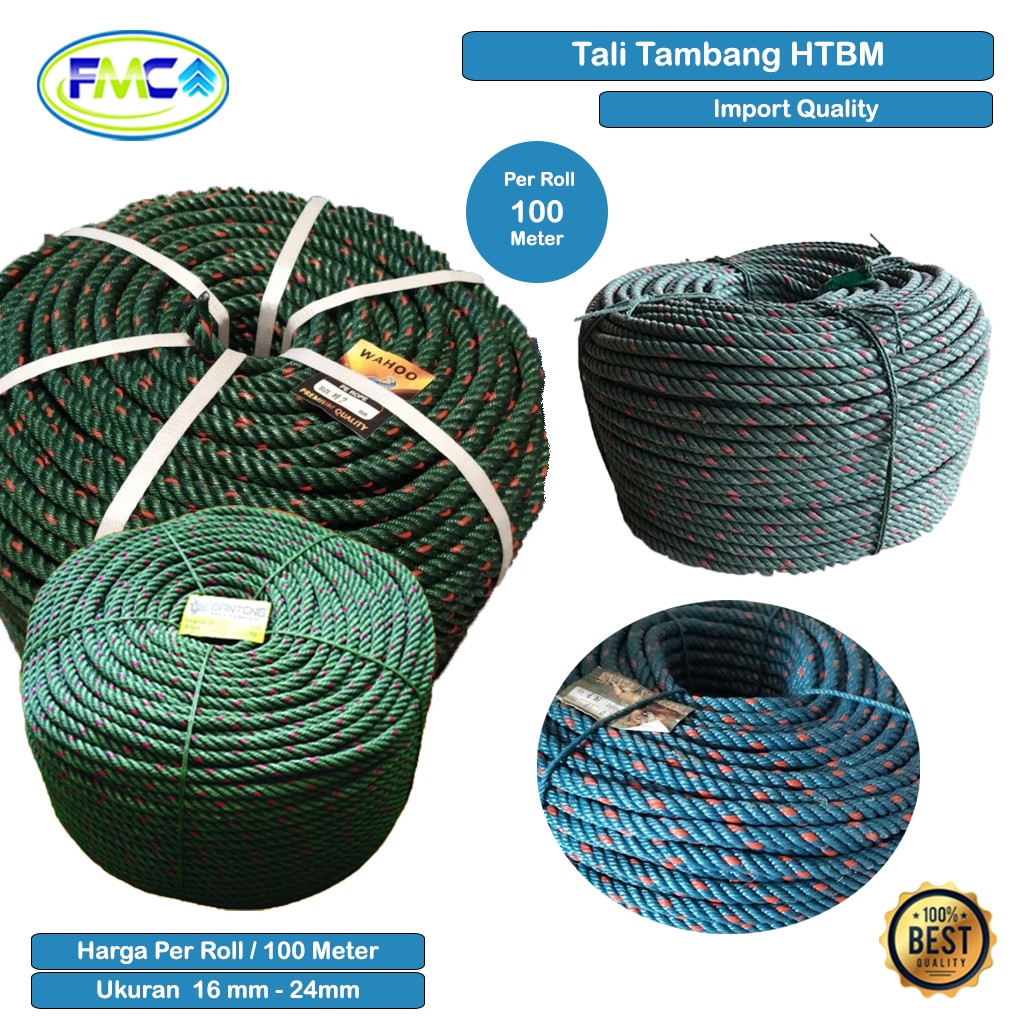 Tali Tambang Plastik PE Ukuran 8mm 10mm 12mm 14mm 16mm Per Roll Tali Tambang Ikat Barang Proyek Jari