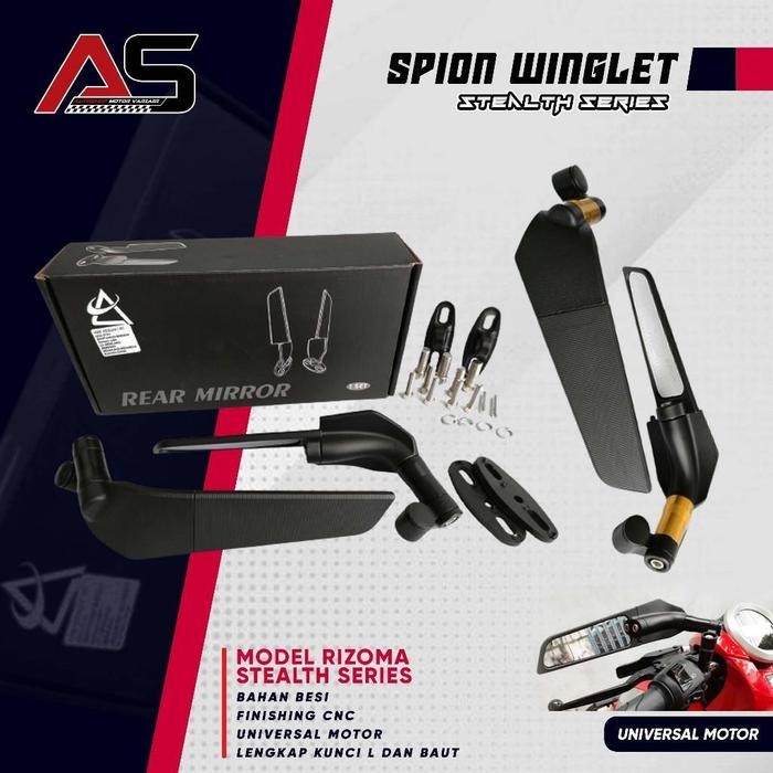 Spion Winglet Stealth XMAX NMAX PCX KLX R25 ZX25R CBR150R GSX NINJA Model  TANGKAI BESI Universal Mo