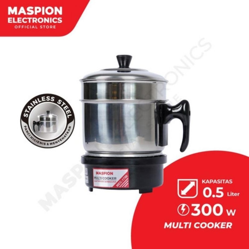 MASPION MULTI ELECTRIC COOKER MEC 1750 MEC1750 PANCI ELEKTRIK SERBAGUNA MULTIFUNGSI STAINLESS STEEL 