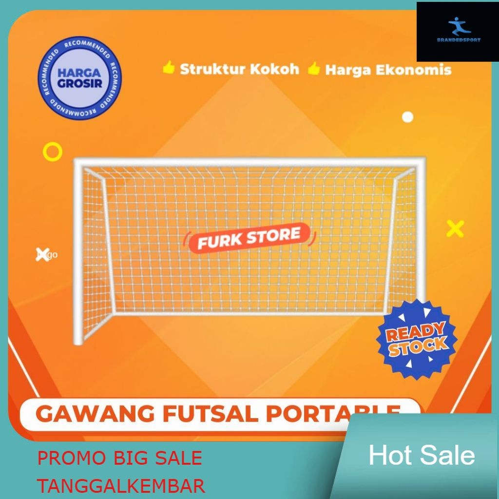 Gawang Futsal Portable 3x2m GFP10 [EKONOMIS] - Gawang Futsal Besi | Gawang Futsal 1 set | Gawang Lap