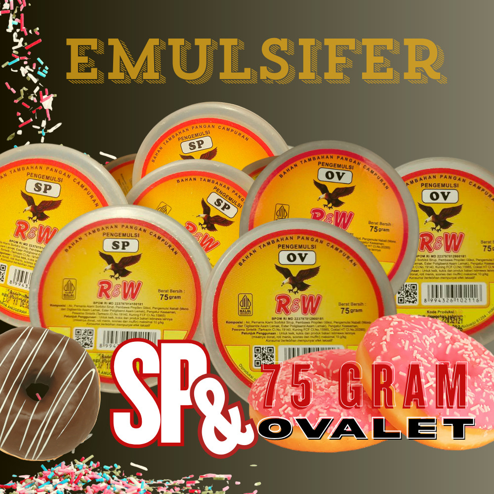 Emulsifier SP Ovalet Pengemulsi Pengembang Kue Roti Rajawali R&W RW75 gr - SP