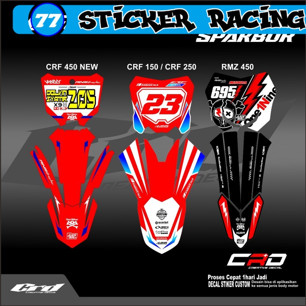Stiker Papan Nomor Dan Sticker Spakbor Depan CRF 150l Spakbor Crf 450 New Stiker Decal Papan Nomer R