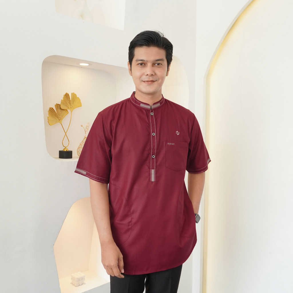 HIMADA OFFICIAL Koko Zafar Pendek Dewasa Kurta Baju Muslim Pria Dewasa Polos Lengan Pendek Koko Sunn