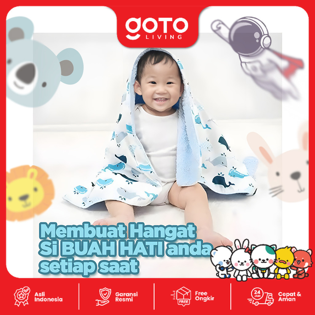 Goto Qimo Blanket Selimut Bayi Anak Polos Motif Lembut Hangat