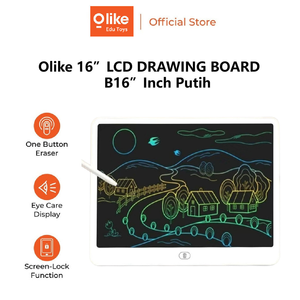 Olike Lcd Drawing Board B16 Inch Colour LCD Papan Tulis Anak