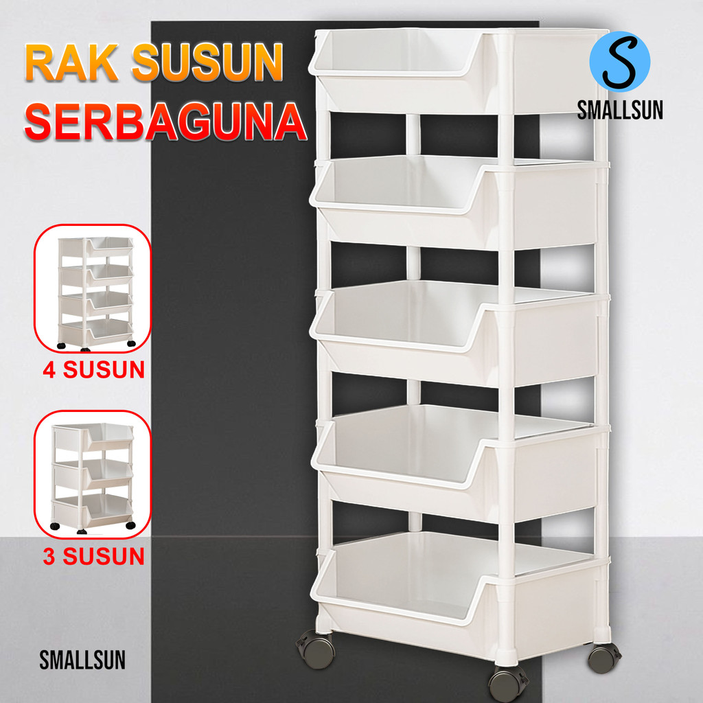 [SS] Rak Susun serbaguna Rak dorong plastik Rak Dapur rak penyimpanan buku rak susun rak toilet