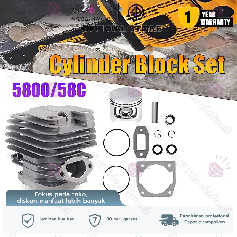 Blok Maestro 5800 Block SENSO Maestro 6500 Cylinder Blok Chainsaw 5800 Blok Komplit Seher Mesin Chai