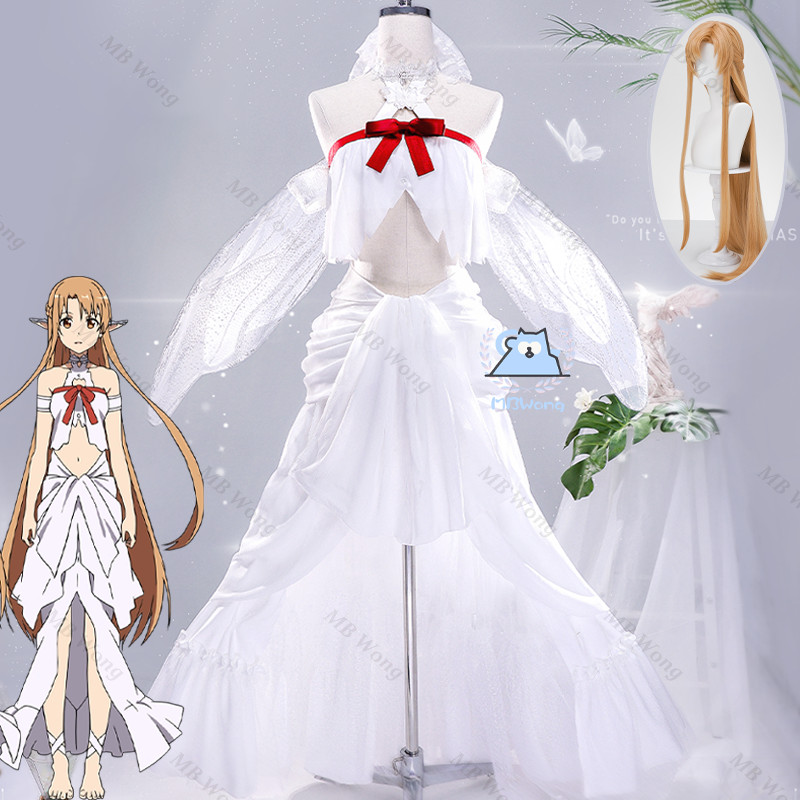 Anime Sword Art SAO Online Yuuki Asuna Cosplay Costume Asuna's Titania Avatar AsunaCos Outfit Wig Sh