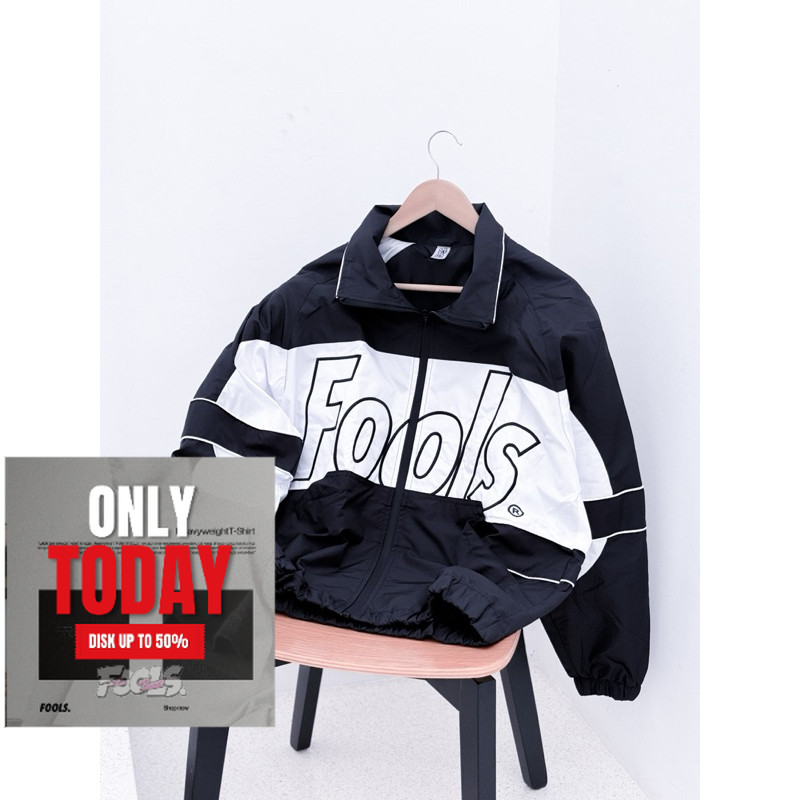 Fools Parasut white blk font | Jaket Parasut
