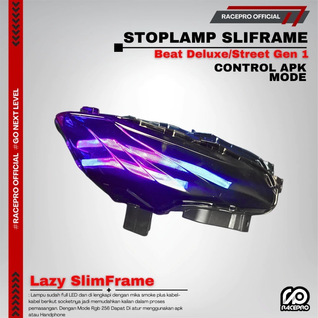 Stoplamp Slim Frame Race pro Beat Deluxe Gen1 PNP RGB Aplikasi
